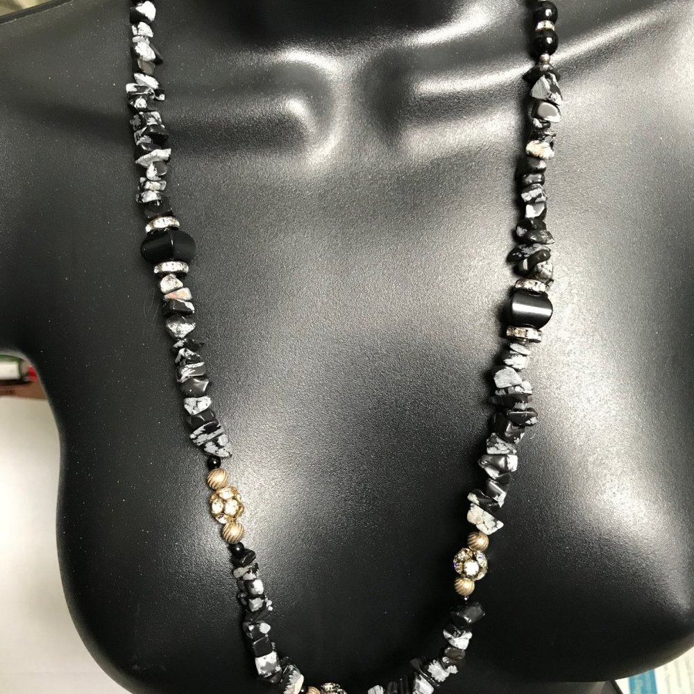 Artisan Snowflake Obsidian Necklace